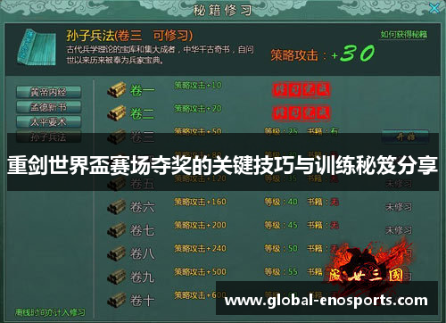 重剑世界盃赛场夺奖的关键技巧与训练秘笈分享