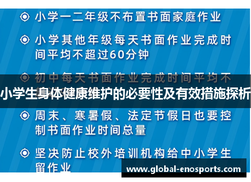 小学生身体健康维护的必要性及有效措施探析